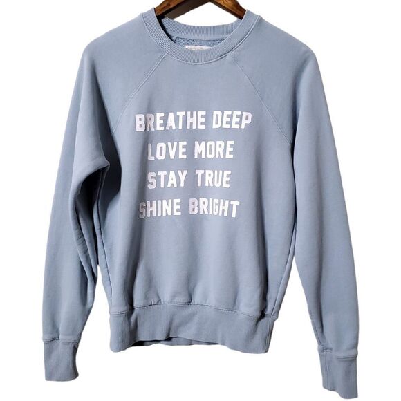 Spiritual Gangster Womens Breath Deep Light Blue Pullover Sweatshirt Size XS - Picture 1 of 9